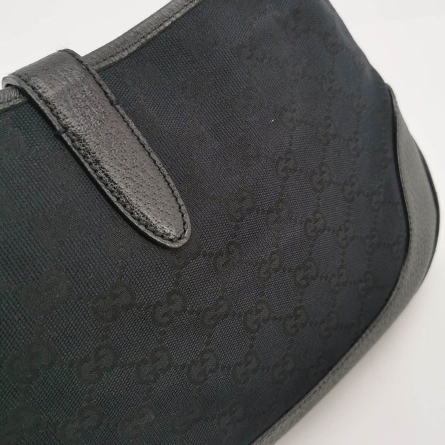 Sold Gucci Jackie 1961 Small Monogram Canvas and Leather Bag Black