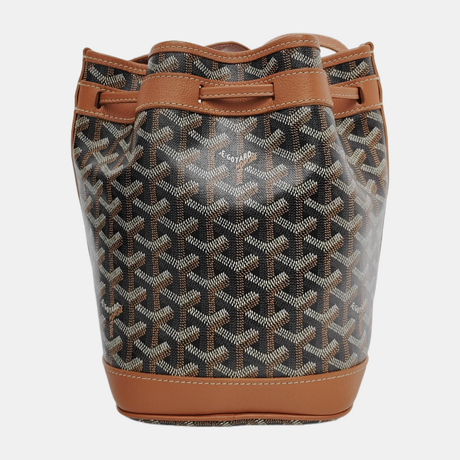 Goyard Petit Flot Drawstring Bucket Bag Brown Goyardine Crossbody Bag Never worn