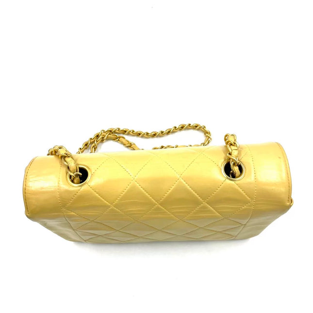 Chanel Diana CC Flap Bag Small Vintage Yellow Lambskin Leather with 24k Gold HW, 1991-1994