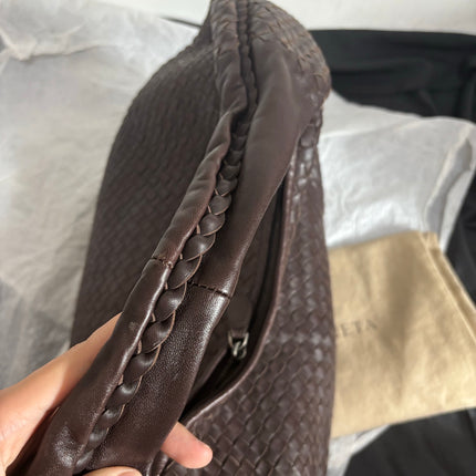 Bottega Veneta Belly Hobo Intreccio Leather Dark Chocolate Brown Large 50cm