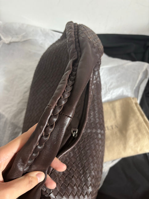 Bottega Veneta Belly Hobo Intreccio Leather Dark Chocolate Brown Large 55cm