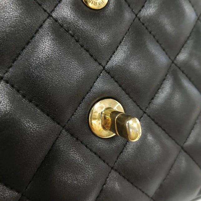 Sold Chanel Classic Flap Jumbo 2010 Black Lambskin Leather Double Flap with Gold Hardware