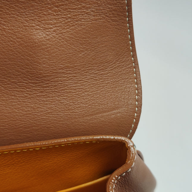 Goyard Saigon Mini Brown Canvas and Leather Wooden Top Handle Crossbody Bag