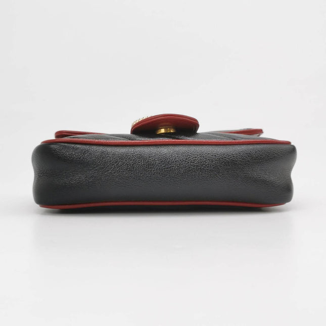 Sold Gucci Marmont Super Mini Flap Leather Bag Black Leather
