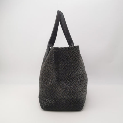 Bottega Veneta Cabat MM Intreccio Leather Tote Bag Navy 40cm