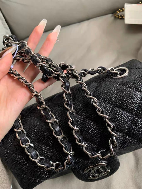 Chanel Classic Flap Mini Black Caviar Silver Hardware 2017-18
