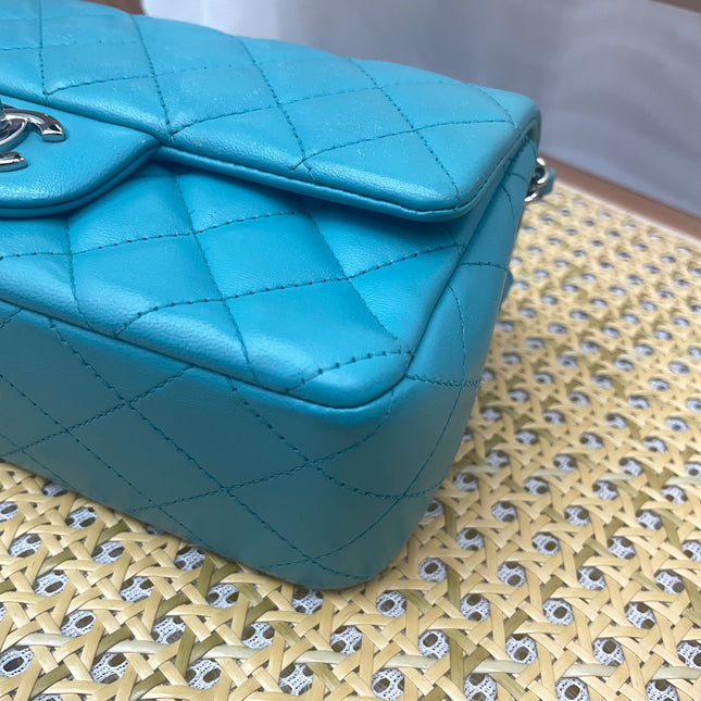 Chanel Classic Flap Mini Blue Lambskin Leather Gold Hardware 2014