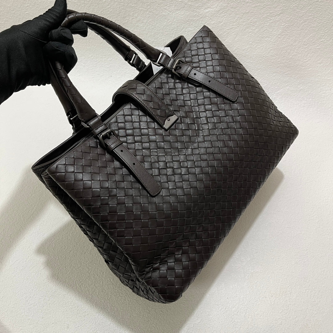 Bottega Veneta Roma Handbag Bag Intrecciato Nappa Leather Chocolate Brown Large 35cm