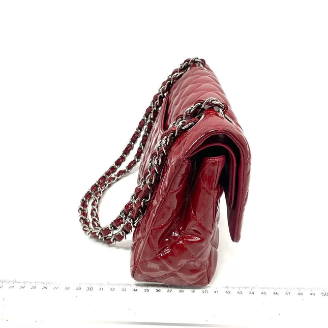 Chanel Classic Flap Medium 2011 Red Patent Leather Silver Hardware
