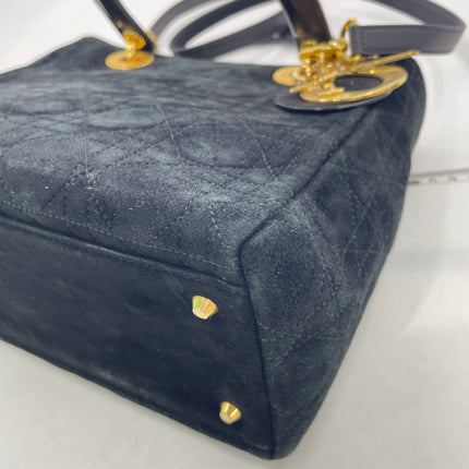 Lady Dior Vintage Medium Black Suede Leather Gold Hardware 1997
