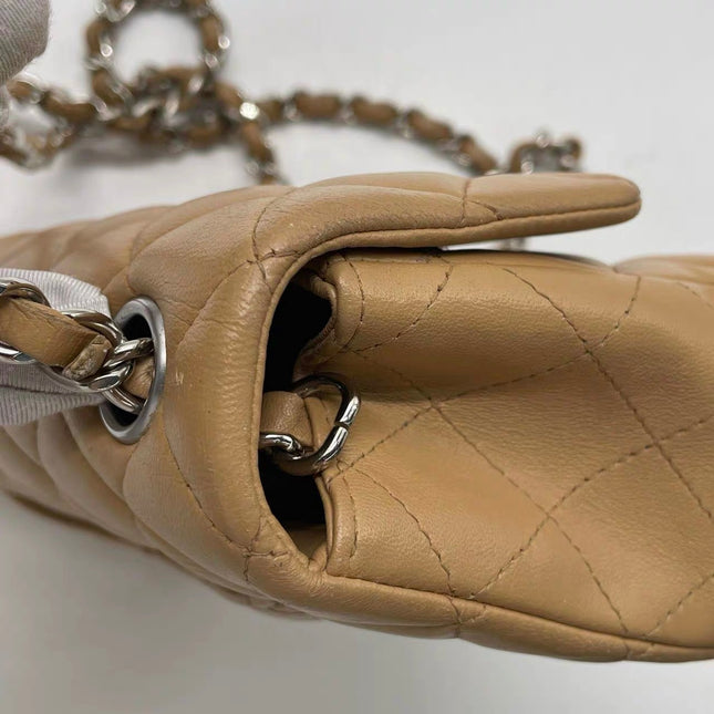 Chanel Classic Flap Rectangular Mini Beige Lambskin Silver Hardware