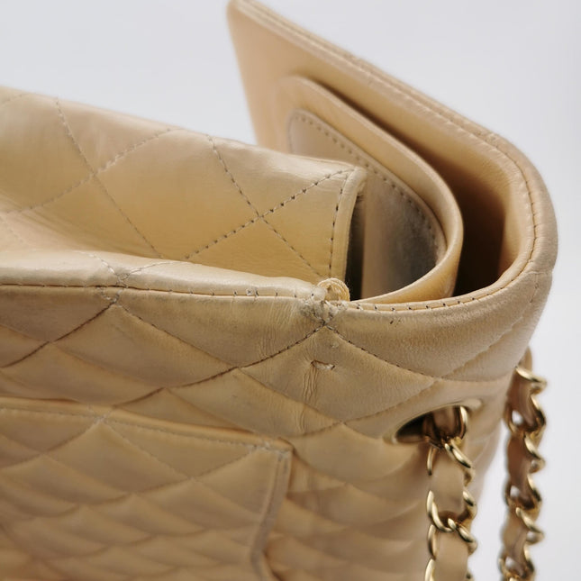Chanel Classic Flap Medium Beige Lambskin Leather with Gold HW, 2009