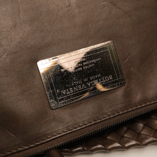 Bottega Veneta Cabat Tote Intreccio Leather Dark Chocolate Brown 44cm