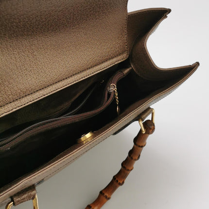 Gucci Diana Vintage Large Metallic Copper Calfskin Leather Bamboo Top Handles Tote Bag