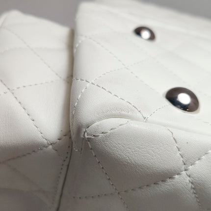 Chanel Cambon Multi-pocket Ligne Reporter Bag Large White Calfskin Leather