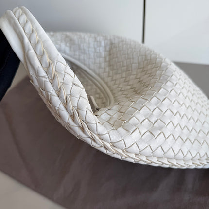 Bottega Veneta Veneta Hobo Intrecciato White Nappa Leather Medium 40cm