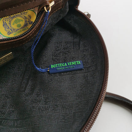 Bottega Veneta Top Handle Bowling Bag Dark Chocolate Brown Intrecciato Leather