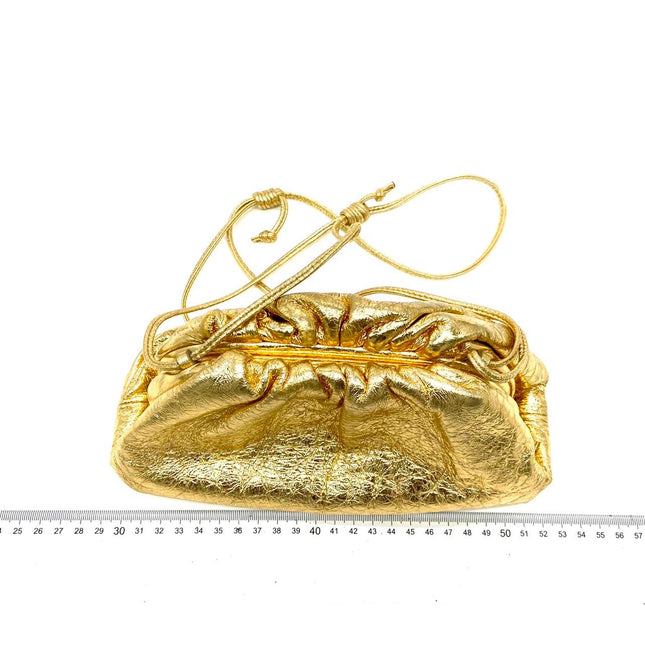Sold Bottega Veneta Pouch Mini Gold Lambskin Leather Crossbody Bag