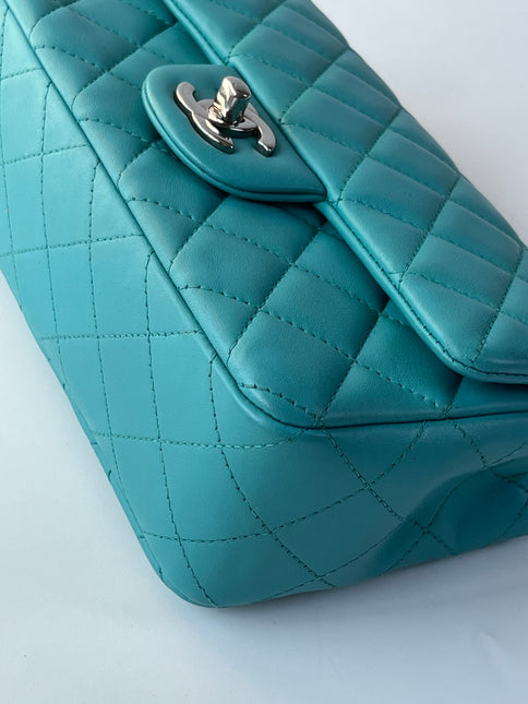 Chanel Classic Flap Mini Turquoise Blue Lambskin Leather Gold Hardware 2014