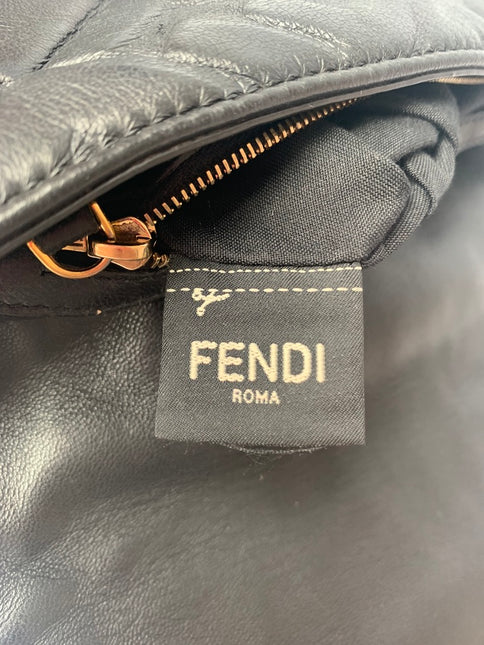 Sold Fendi Baguette Black Leather 3D FF Motif Crossbody bag Medium