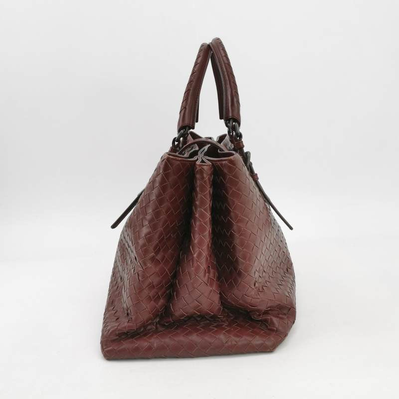 Bottega Veneta Roma Handbag Bag Intrecciato Nappa Leather Wine Burgundy Large 35cm