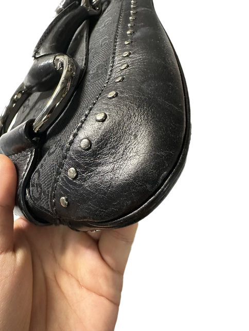 Sold Gucci Horsebit 1955 Cloth Black Monogram Shoulder bag