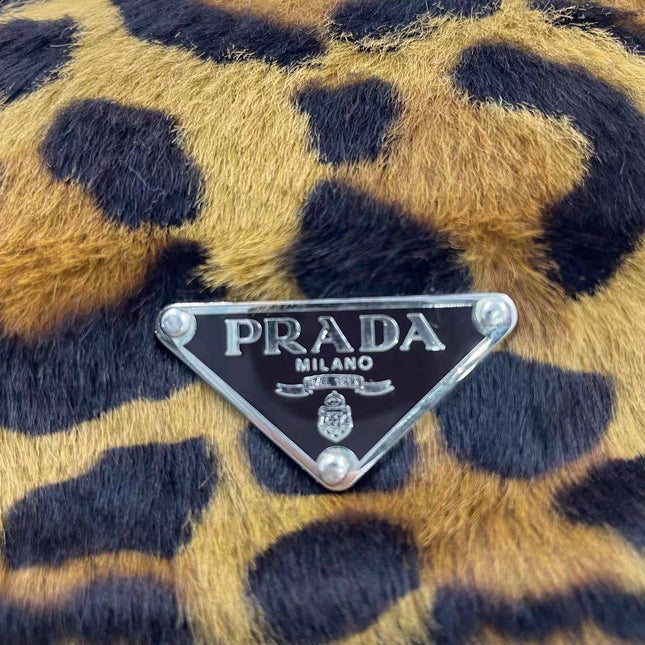 Prada Leopard Print Pony-style Calfskin Mini Clutch