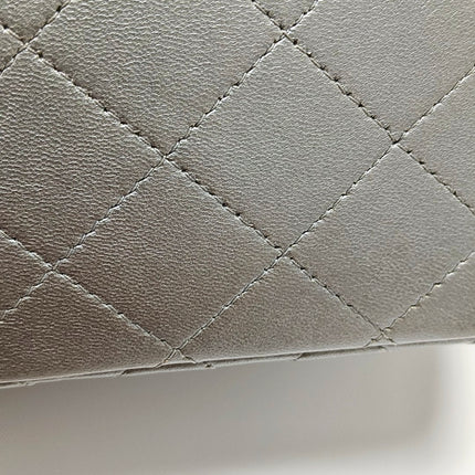 Chanel Classic Flap Mini Square Silver Lambskin Leather