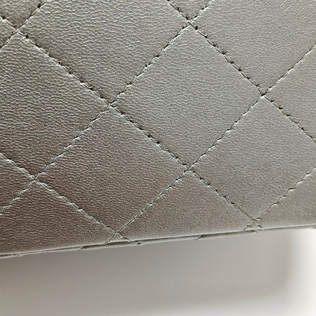 Chanel Classic Flap Mini Square Silver Lambskin Leather