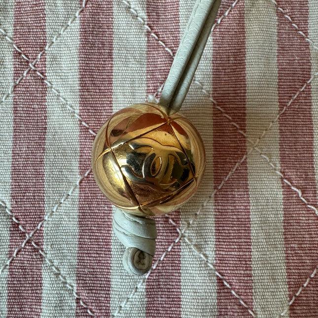 Chanel Vintage XXL Maxi Pink Striped Travel Flap Bag Canvas Gold Hardware