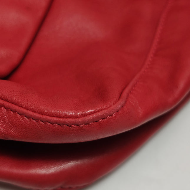 Fendi Mamma Baguette Red Lambskin Leather Silver Hardware