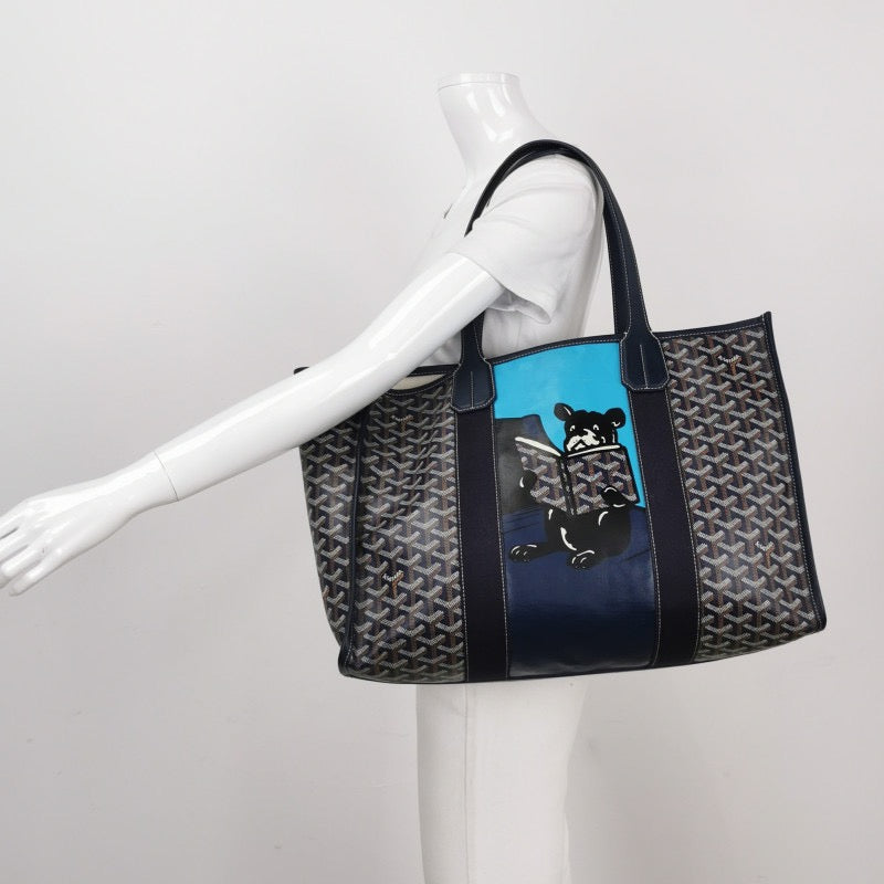 Goyard Villette Large Navy French Bulldog Shopping Tote