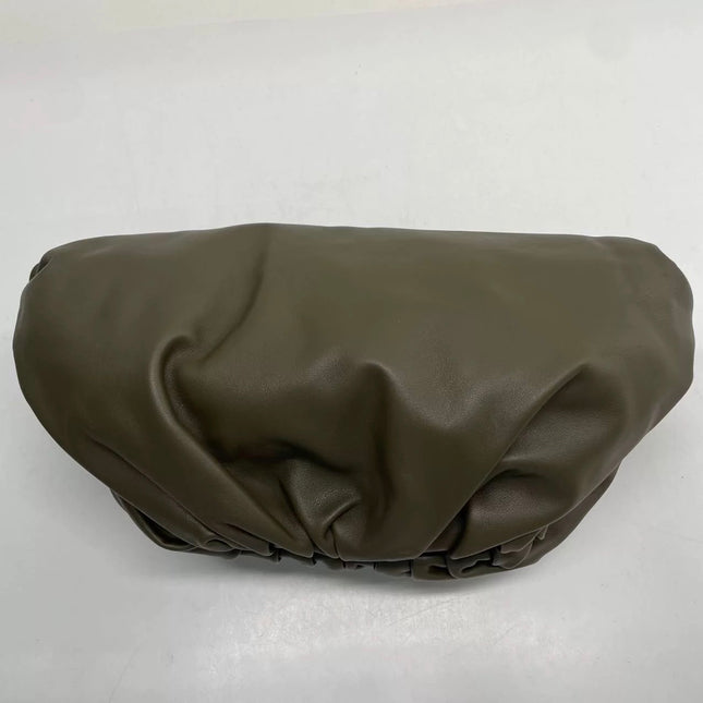 Bottega Veneta Pouch Calfskin Leather Dark Green Large