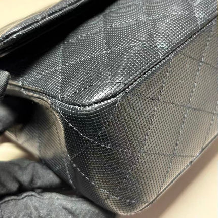 Chanel Classic Flap Medium 2016 Black Pixel Effect Calfskin Leather Gold Hardware