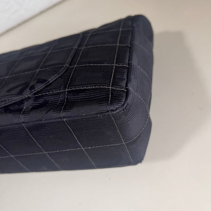 Sold Chanel So Black Canvas Classic Flap 2002 Ice Cube Chocolate Bar Shoulder Bag Black Hardware