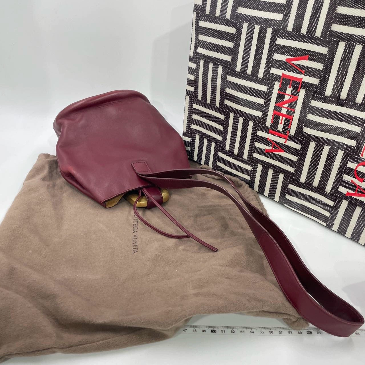 Bottega Veneta Drop Burgundy calfskin leather Gold Hardware Wristlet Clutch