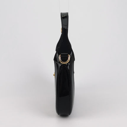 Gucci Jackie 1961 Mini Black Patent Leather Bag with Crystal Chain Strap