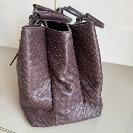 Bottega Veneta Roma Large Intrecciato Nappa Leather Dark Brown 35cm