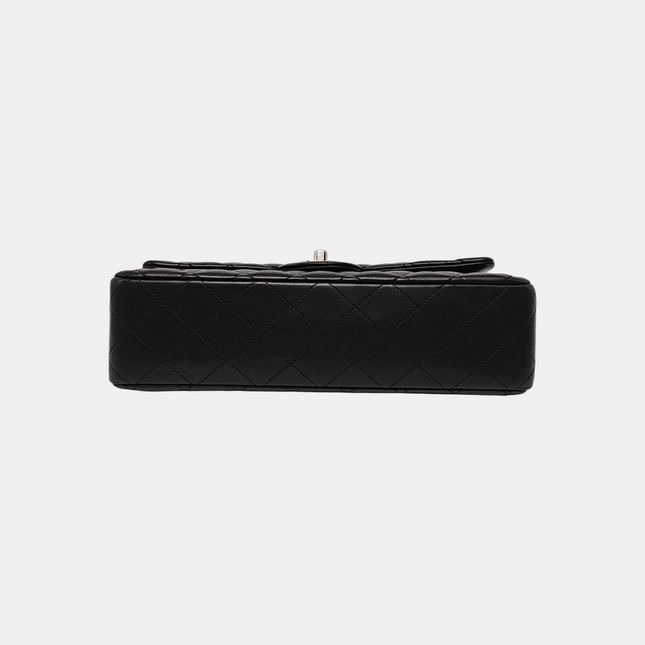 Chanel Timeless Classic Flap Medium 2014 Black Lambskin Leather Silver Hardware