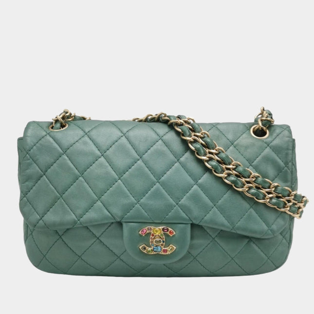 Chanel Classic Flap 2011 Large Teal Green Gem CC Turn lock-Luxbags
