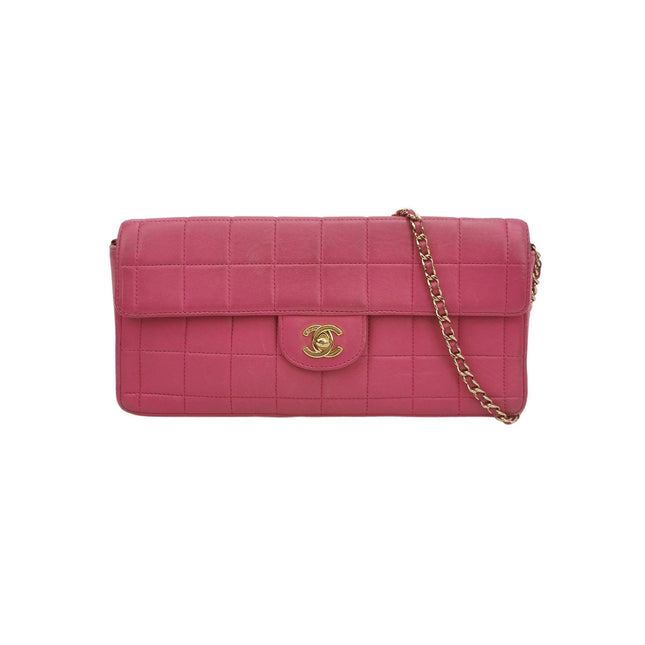 Chanel East West Chocolate Bar Fuchsia Pink Leather-Luxbags