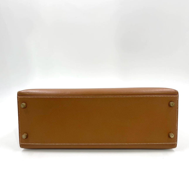 Hermes Kelly 32 Sellier Gold Epsom Leather Gold HW Double Ring 2002