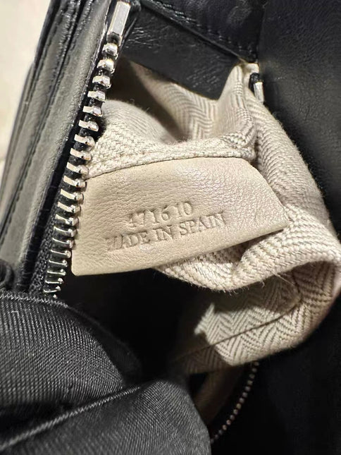 Loewe Puzzle Small Black Smooth Leather White Logo With Metal Feet 2016