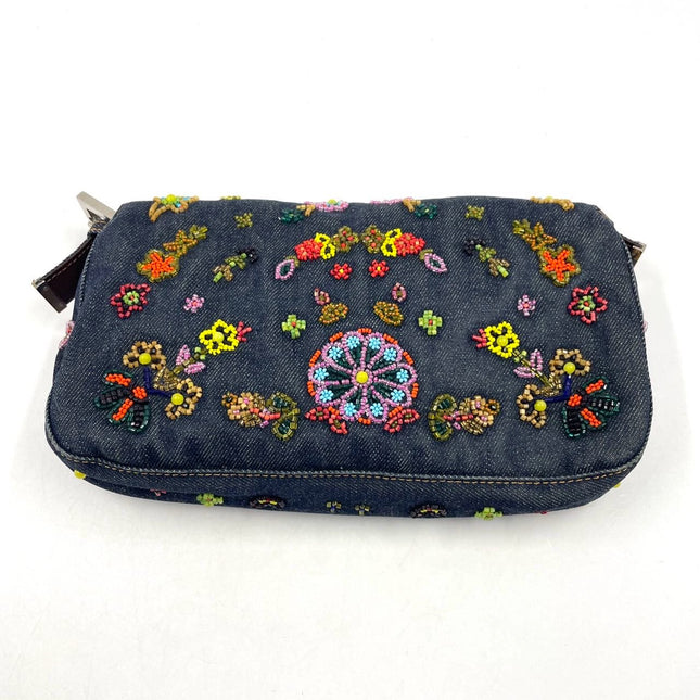 Sold Fendi Baguette Denim with Floral Beads 25 Anniversary Special Collection