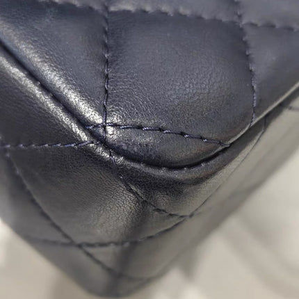 Chanel Classic Flap Mini Rectangular Navy Lambskin Leather Gold Hardware Microchip