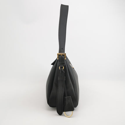 Prada Aimée Black Medium Calfskin Leather Shoulder Bag