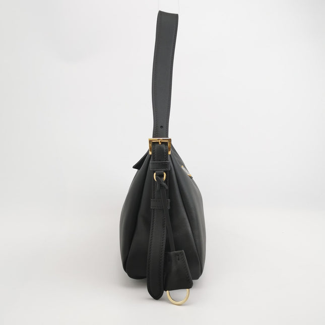 Prada Aimée Black Medium Calfskin Leather Shoulder Bag