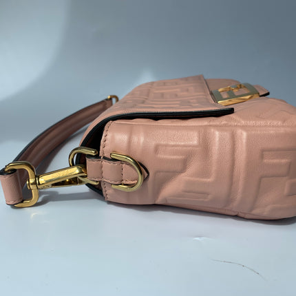 Sold FENDI Baguette Rosa Bourbon Pink Leather 3D FF Motif Crossbody bag