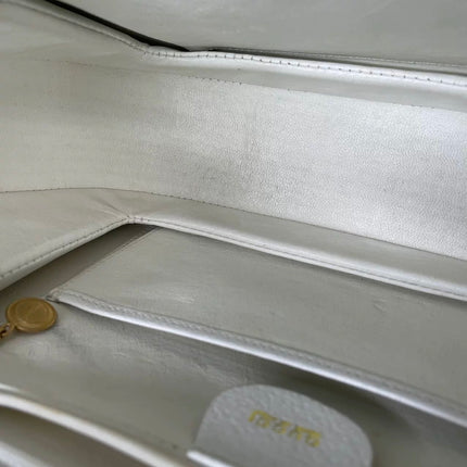 Gucci Bamboo 1947 Medium Vintage White Grained Leather With Strap