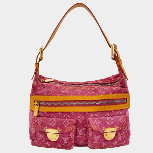 Louis Vuitton Monogram Pink Denim Baggy PM Shoulder Bag-Luxbags
